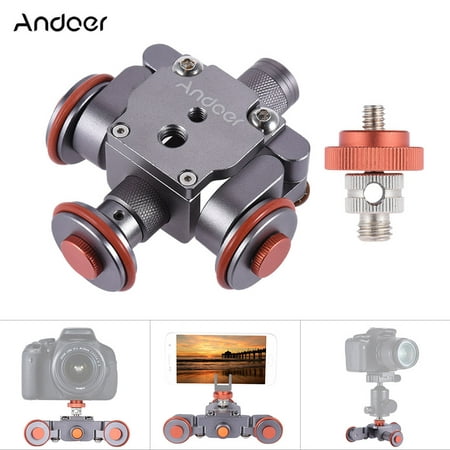 Andoer Electric Motorized 3-Wheel Video Pulley Car Dolly Rolling Slider Skater for Canon Nikon Sony Camera Camcorder for 7/7plus/6/6s Huawei (Best Motorized Camera Slider 2019)