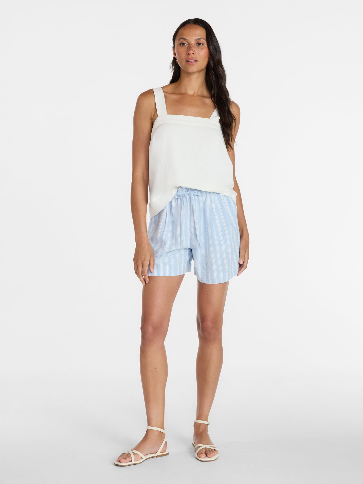 Time and Tru Women's Linen Blend Shorts, Sizes XS-XXXL