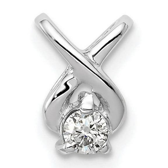 14k White Gold Polished Diamond Pendant Necklace Measures 9x6mm Wide - Chain Necklace for Women