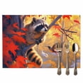 thumbnail image 2 of Fall Maple Placemats Set of 8 Leaf Forest Animal Brown Raccoon Heat Insulated Linen Place Mats, Washable Stain-Proof Table Mats for Dining Tables Holiday Decor 13x19inch, 2 of 9