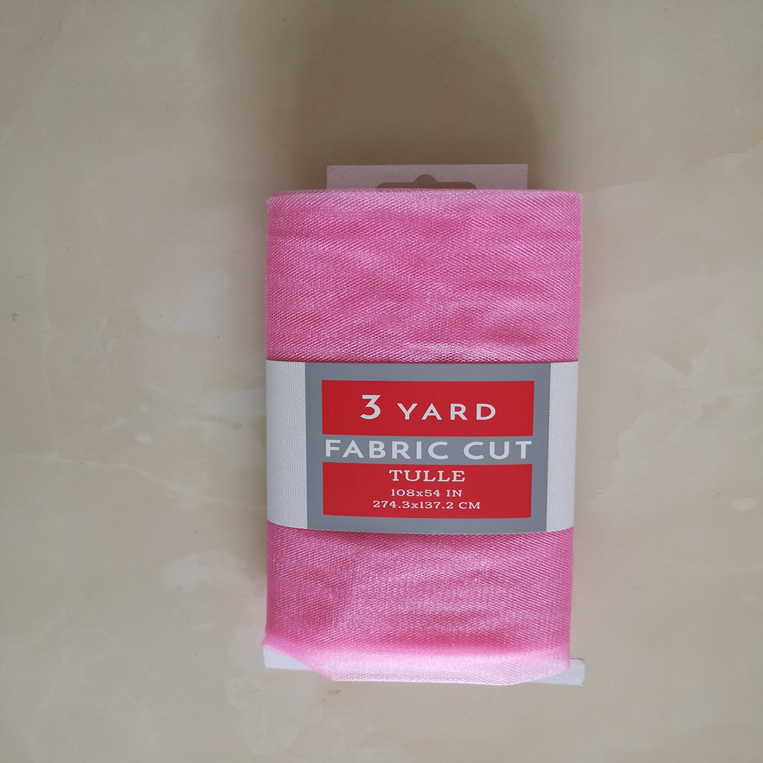 Unbrand Fc 54inch 3Yd Sparkle Precut Tull Fabric Bright Pink Color,100% Nylon