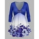 thumbnail image 1 of Camiseta de Talla Extra de Cintura Imperio Floral con Anillo Rosegal  Mangas largas de talla grande, 1 of 5