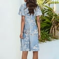 thumbnail image 3 of WTOBBY Women's Summer Casual Fashion Floral Print Dresses V-Neck Short Sleeve Design, Fresh and Stylish for Warm Weather Outings,Blue L, 3 of 3