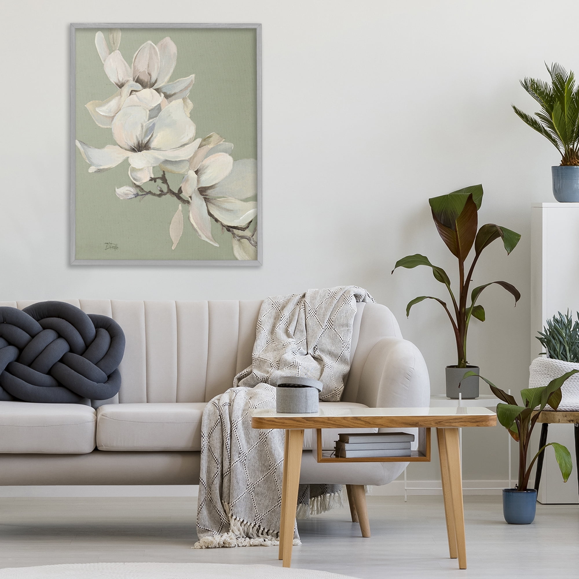 Stupell Industries Magnolias on Sage Florals Gray Framed Giclee Art, design by Patricia Pinto