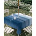 thumbnail image 3 of Square Outdoor Tablecloth with Umbrella Hole Haze Blue White Ombre Outside Table Cloth Waterproof Patio Table Cover Vintage Gradient Striped Aesthetics Zipper Tablecloths for Picnic 54x54 Inch, 3 of 8
