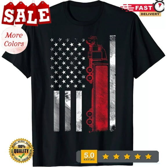 Sam Soft 2025/Us American Flag Semi Truck Driver 18 Wheeler Trucker Unisex T-Shirt All Size S-5XL