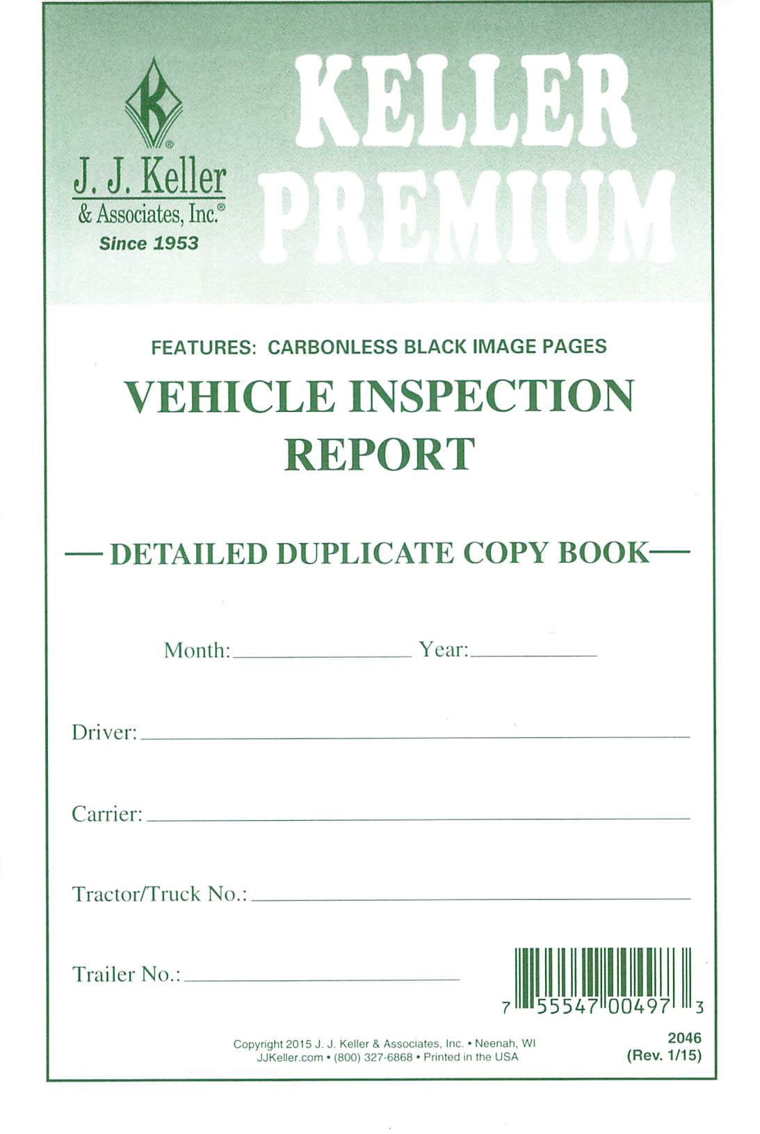 Keller 25 Pack Duplicate Detailed Driver's Vehicle Inspection Report J.J 