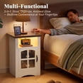 thumbnail image 4 of Lacoo End Table with LED Lights & Power Outlet, Side Table with Glass Door for Living Room, Nightstand with Storage for Bedroom, White, 4 of 7