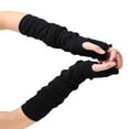 thumbnail image 4 of 1 Pair Long Arm Covers Half Finger Gloves Wrist Sleeves Fingerless Knitted Protection Ruffle Mittens, 4 of 6