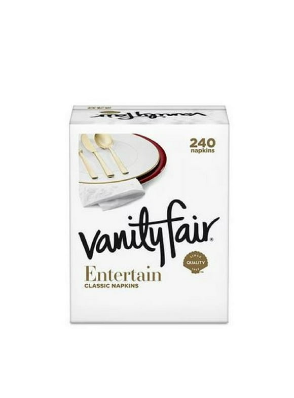 Vanity Fair Entertain Disposable Paper Napkins, White, 240 count