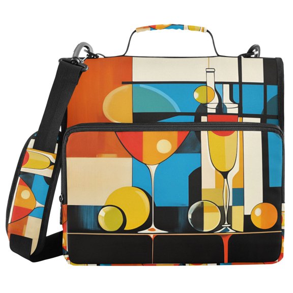 FORMRS Zipper Binder with Shoulder Strap 2-inch Ring 500 Sheet Capacity File Bag, Modern Cocktails