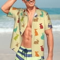thumbnail image 5 of Lsque Colorful Rabbit pattern Hawaiian Shirt for Men, Unisex Summer Beach Casual Short Sleeve Button Down Shirts-Small, 5 of 9