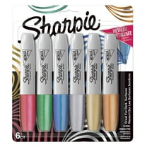 Sharpie Metallic Permanent Markers, Chisel Tip, Assorted Colors, 6 Count