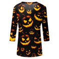 thumbnail image 4 of Yuncity Womens Tshirt V Neck 3/4 Sleeve Halloween Pumpkin Graphic Tees Summer Fall Shirts Casual Stylish Outdoor Athletic Tops Size L, 4 of 5