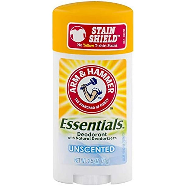 Arm & Hammer Essentials Natural Deodorant, Unscented 2.5 oz (Pack of 5