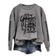 thumbnail image 4 of WEAIXIMIUNG Robes Chandail en Molleton pour Femmes 2024 Sweat à Capuche Décontracté Col Rond Rugby Imprimé Lettre, 4 of 4