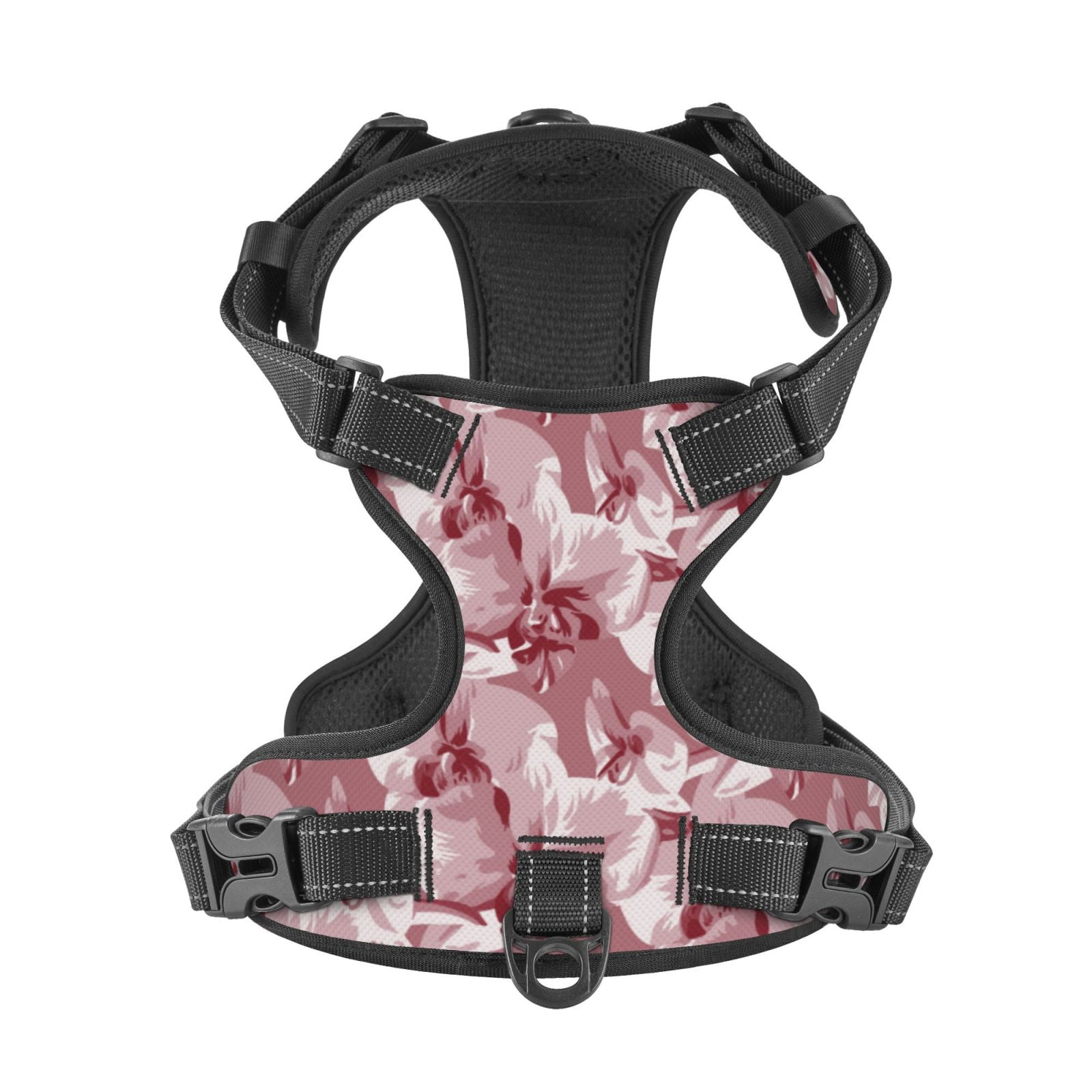 Kdxio Orchids Flowers Print No Pull Dog Harness Adjustable Reflective Oxford Easy Control Medium Large Dog Harness for Training and Everyday-Large
