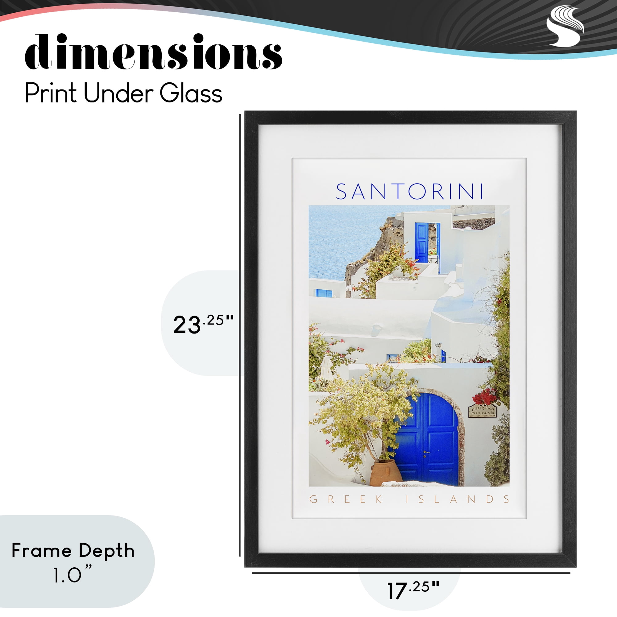 Stupell Industries Santorini Greek Islands Black Framed Print Under Glass, design by Erin Marie
