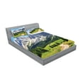 thumbnail image 2 of Ambesonne Nature Fitted Sheet & Pillow Sham Set, Pathway to Forest Alps, Queen, Green White Blue, 2 of 2