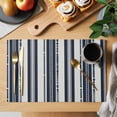thumbnail image 2 of Navy Blue Geometric Placemats Set of 8, Modern Stripes Art Farmhouse Placemats for Dining Table, Place Mats for Kitchen Tabletop, Waterproof Wipeable Dining Table Mats Set, 2 of 9