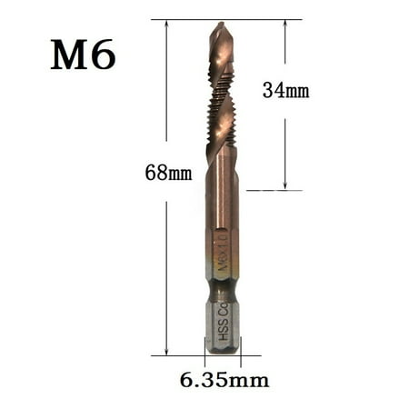

1PC M3-M10 HSS M35 Tap Drill Bit Hex Screw Thread Bit Screw Machine Compound Tap