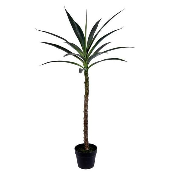 44 in. Green Potted Yucca Tree with Plastic Planters Pot