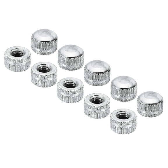 Uxcell M4x0.7 Cap Nut, 30 Pcs Acorn Nut Screw Knob Cap Insert Bolt Cover Female Thread Knurled Decorative, Silver Tone
