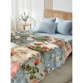 thumbnail image 4 of Elegant Spring Floral Twim Size Flat Sheet, Wrinkleproof & Fadeproof Cooling Flat Bed Sheet Only, Farmhouse Summer Botanical Plaid Breathable Soft Bedding Top Sheets 66 x 96 Inches, 4 of 8