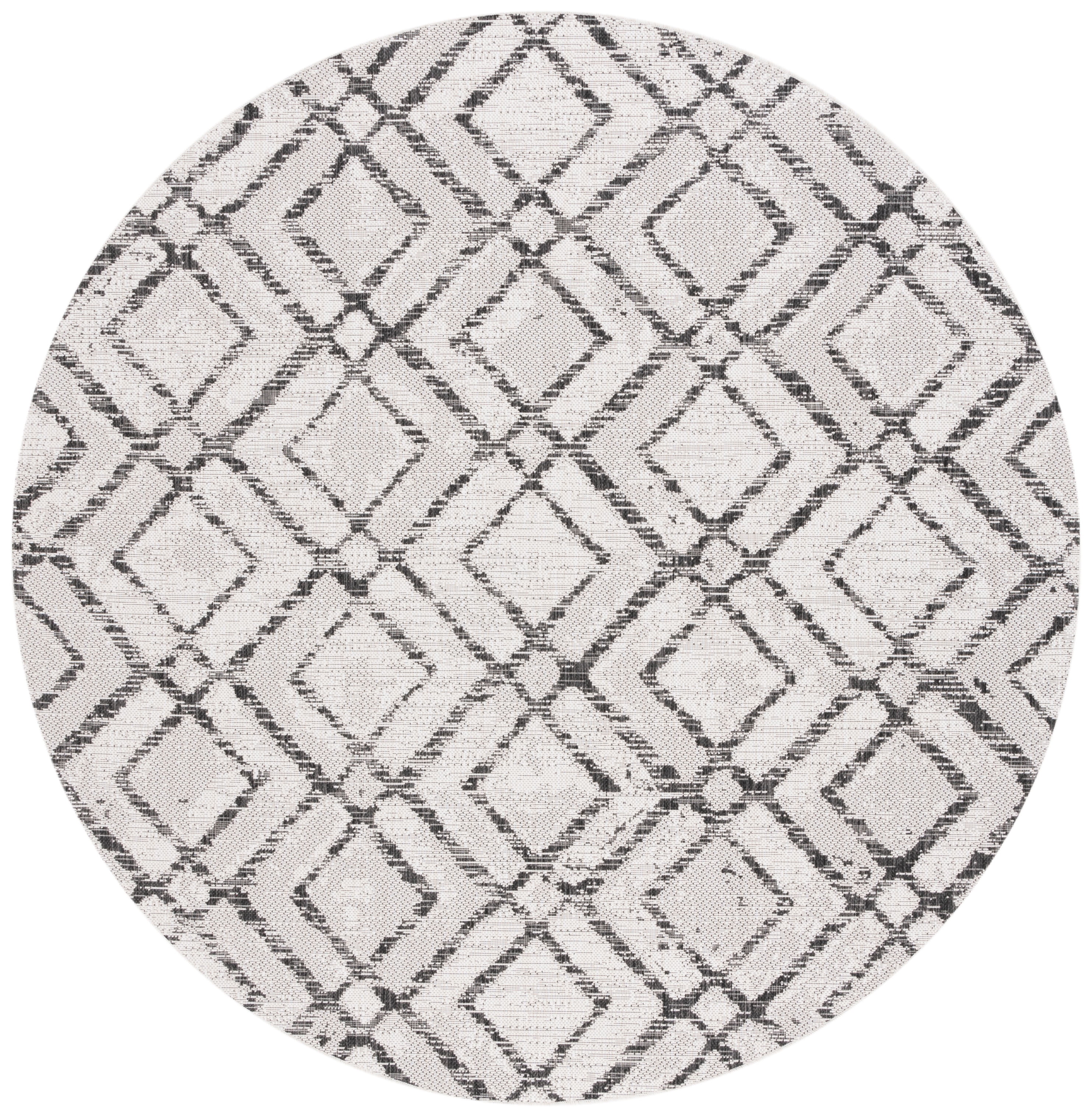 Safavieh Courtyard Alexa Geometric Indoor/Outdoor Area Rug, Ivory/Black, 6'7" x 6'7" Round