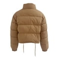 thumbnail image 4 of Women Autumn And Winter Long Sleeved Zipper Drawstring Waist Stand Up Collar Solid Color Bread Coat Coat Womens Lightweight Warm Jacket Insulated Jackets Women Dire Jacket Outer Jacket Womens Warmest, 4 of 4