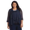 R&M Richards Sleeveless Lace Top with Beaded Neckline and Matte Jersey Chiffon Jacket Set - Plus