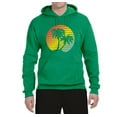 thumbnail image 2 of Two Coconut Palm Trees Beach Sunset | Mens Pop Culture Hooded Sweatshirt Graphic Hoodie, Kelly, X-Large, 2 of 4