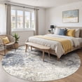 thumbnail image 3 of Toyoso 8x8 Round Washable Area Rug Large Abstract Modern Blue Beige Circle Rug Machine Washable Luxury Area Rug For Living Room Dining Room Foyer Home Decor, 3 of 9