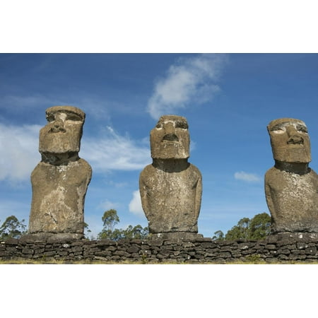 Ceremonial Statue - Chile, Easter Island. Ahu Akivi, Ceremonial Platform with Moi Statues Print Wall Art By Cindy Miller Hopkins