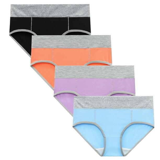 4 Pack Solid Bikini Underwear Comfortable Women Brief Underwear Patchwork Ladies  Panties 