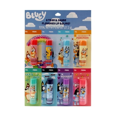 Bluey Tear and Share Lip Balms, 8 Pack, Multiple Flavors, Age 3 