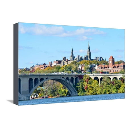 Georgetown Ken - Washington Dc, a View from Georgetown and Key Bridge in Autumn Stretched Canvas Print Wall Art By Orhan