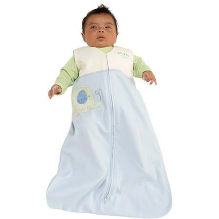Halo - SleepSack Wearable Cotton Blanket, Blue Elephant Applique, Medium