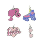Mattel- Barbie Girl's/Tween 4-Piece Silver-Tone Metal, Enamel Charm Set