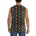 thumbnail image 4 of Bixox Men's Mardi Gras Shiny Green Purple Printed Shirt Sleeveless Fitness Tank Top-Large, 4 of 7