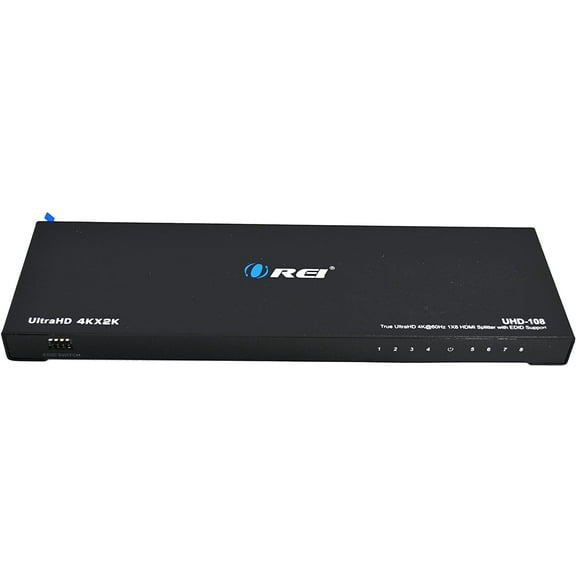 Orei 1x8 2.0 HDMI Splitter 8 Ports with Full Ultra HDCP 2.2, 4K at 60Hz 3D Supports EDID Control - UHD-108