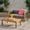 Loveseat and Table, variant on Euroco 4-Piece Modern Outdoor Furniture Set with Acacia Wood Frame, Rattan Rope Weave, and Cushions – Includes Loveseat, 2 Club Chairs, and Coffee Table