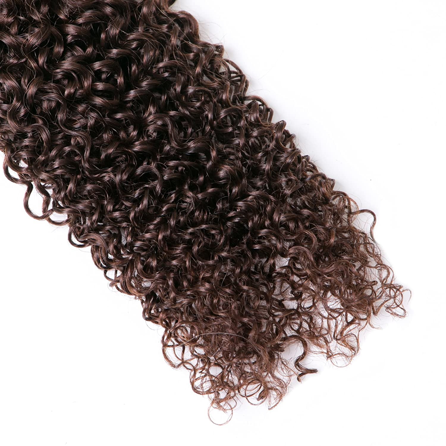 Jerry Curly Medium Brown #4 Bundles Human Hair Brazilian Hair Weave Bundles Remy Hair Extensions - 10 inch