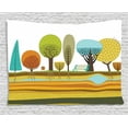 thumbnail image 1 of Urban Tapestry, Illustration of Flat Park Elements in the City as Trees Roots Bench Soil and Water, Wall Hanging for Bedroom Living Room Dorm Decor, 80W X 60L Inches, Multicolor, by Ambesonne, 1 of 2