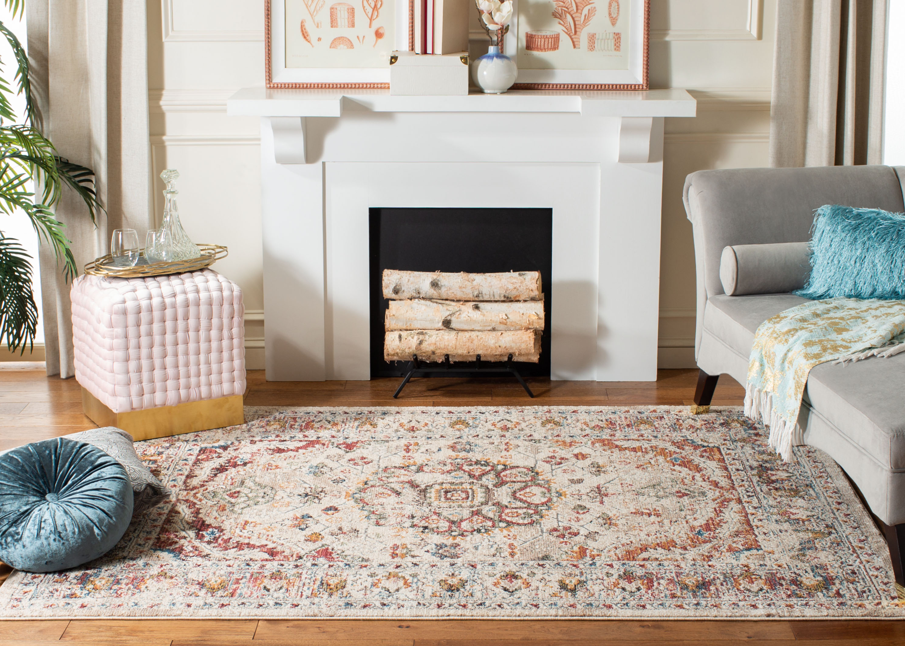 Safavieh Carlyle Jone Medallion Area Rug, Ivory/Gold, 6'7" x 6'7" Square