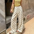 thumbnail image 2 of Evdexr Women's Polka Dot Pants Wide Leg Drawstring Pant Summer 2026 Lightweight Vacation Pant Elastic Waist Palazzo Loose Fit Casual Trousers with Pocket 2XL, 2 of 7