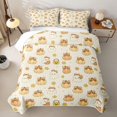 thumbnail image 2 of Feelyou Sugar Gothic Bow Ghost Quilt Full, Cartoon Pumpkin Flower Full Bedspread Sets, Cream Yellow, 3 Pieces, 1 Comforter and 2 Pillowcases, 2 of 7