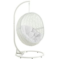 Modern Contemporary Urban Design Outdoor Patio Balcony Swing Chair, White, Rattan