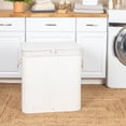 thumbnail image 3 of Household Essentials Bamboo Double Laundry Hamper with Rope Handles, Lid and Removable Machine Washable Laundry Bag, 39-Gallons, White, 3 of 12
