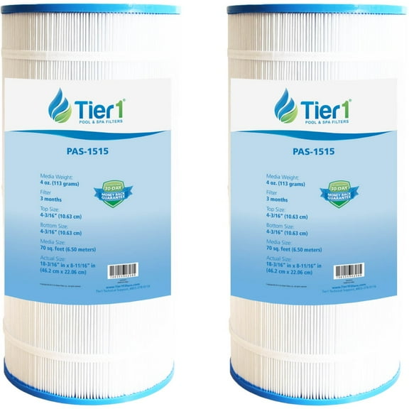 Tier1 Pool & Spa Filter Cartridge 2-pk | Replacement for Sta Rite PTM70, T-70TX, Pleatco PSR70-4, Filbur FC-2540, Unicel UHD-SR70 and More | 70 sq ft Pleated Fabric Filter Media